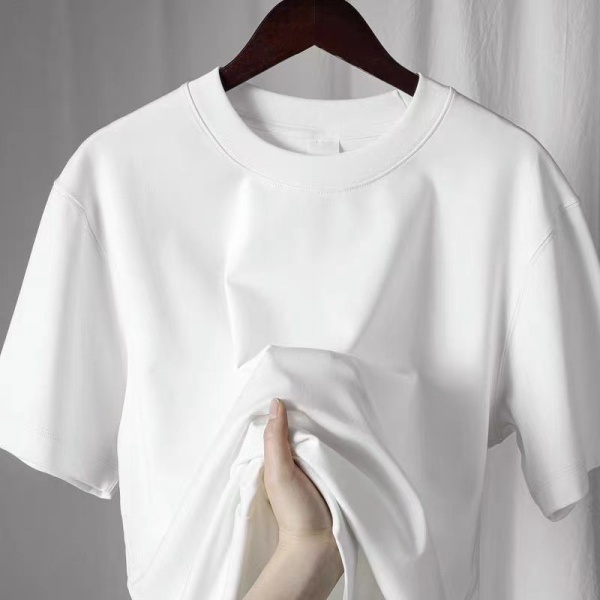 纯棉女打底衫320克重磅夏季圆领时尚穿搭情侣光版黑白色T恤五分袖