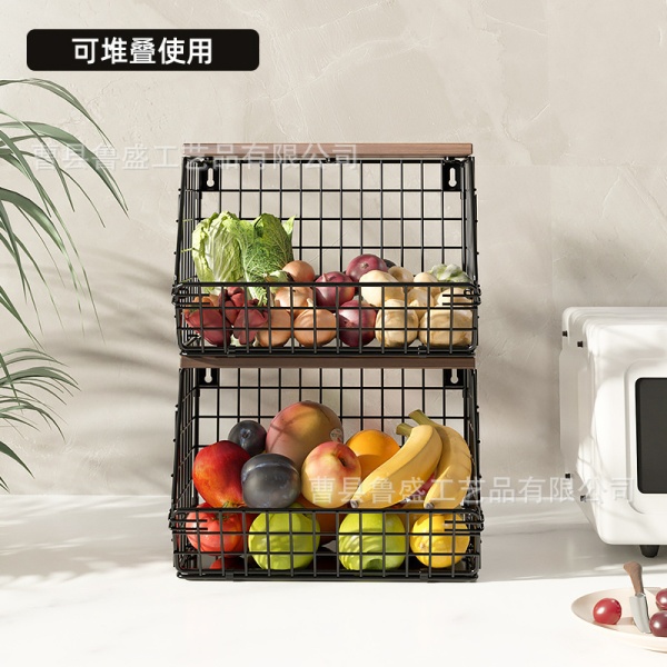 跨境壁挂式厨房置物架可折叠蔬菜水果收纳篮浴室毛巾洗漱品储物篮