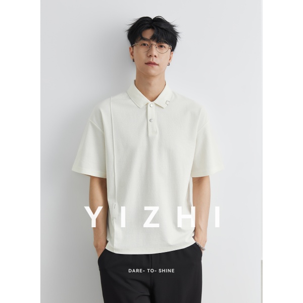 亦止男装短袖polo衫男夏季宽松半袖2025新款美式上衣翻领美式t恤