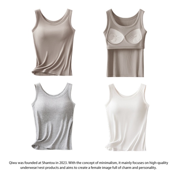 莫代尔带胸垫吊带背心女内搭一体式外穿大码免穿文胸美背打底春夏