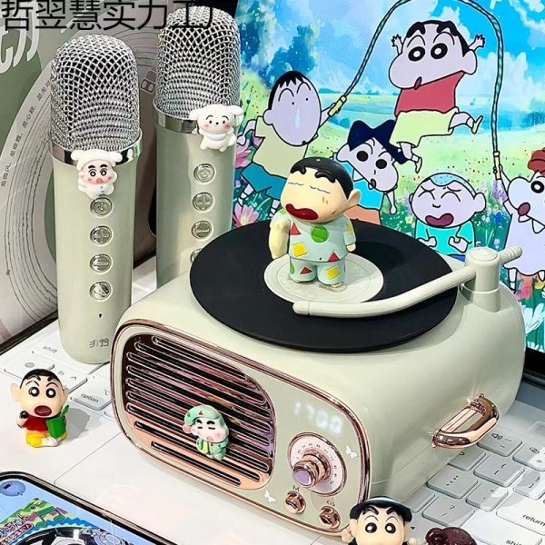 蜡笔小新唱片机蓝牙音箱k歌新款音响麦克风实用生日礼物女生闺蜜