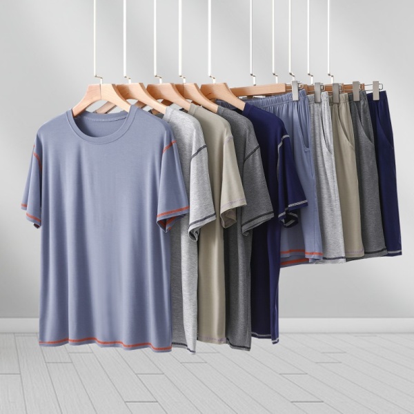 男士夏季短袖短裤套装莫代尔五分裤薄款宽松新款外穿潮流休闲