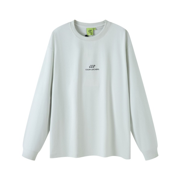 秋季男装定制智能速干棉长袖t恤男宽松印花打底衫休闲灰白上衣