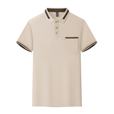 190克冰丝珠地POLO衫短袖翻领T恤衫拼色口袋服务员工作服定制LOGO