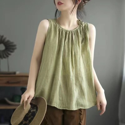 新款夏装复古女士背心无袖内搭宽松套头打底吊带上衣薄款显瘦气质