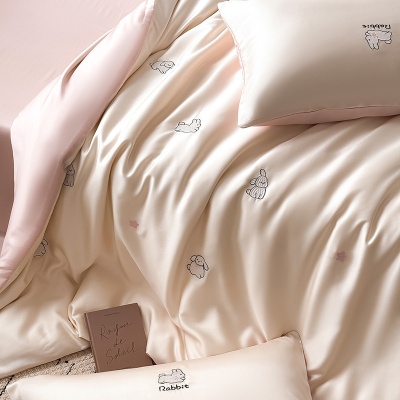 高奢A类100兰精天丝刺绣夏被床单四件套丝滑凉感夏被宿舍空调被子