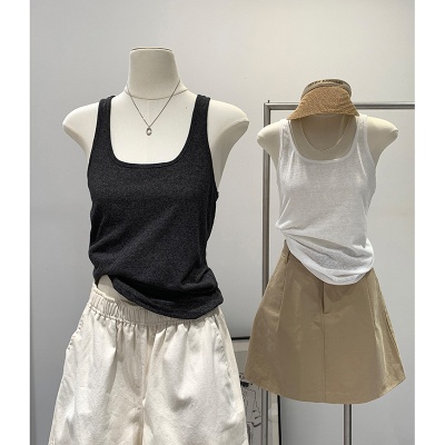 薄款雪花麻U领背心女夏季遮副乳打底内搭外穿无袖上衣ins工字吊带