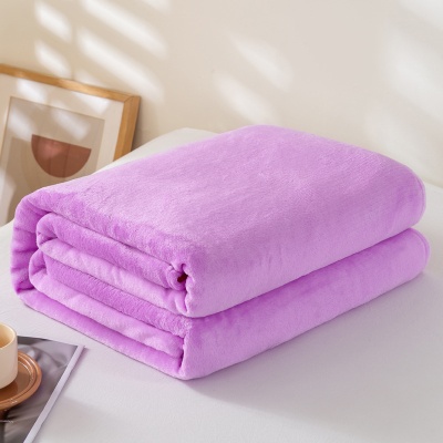 外贸跨境纯色法兰绒毯子夏季沙发午睡盖毯珊瑚绒床单礼品毛毯批发