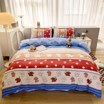 厂家批发全棉芦荟棉学生宿舍儿童卡通床上用品四季通用纯棉四件套