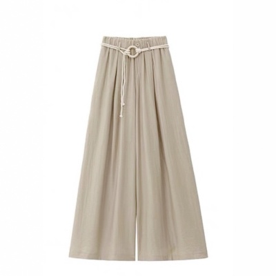 冰丝棉麻阔腿裤女春夏薄款直筒宽松垂感慵懒风山本裤拖地亚麻裙裤