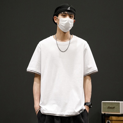 大码纯棉短袖t恤2025夏季时尚短袖青年休闲运动男士短袖t恤M-8X5