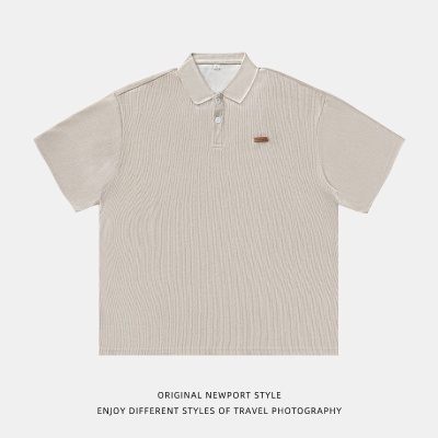 老钱风质感短袖polo衫男夏季款翻领T恤日系简约潮牌宽松体恤上衣