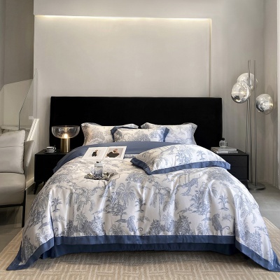 A类母婴级冰丝四件套水洗真丝被套天丝床单三件套夏凉被床上用品