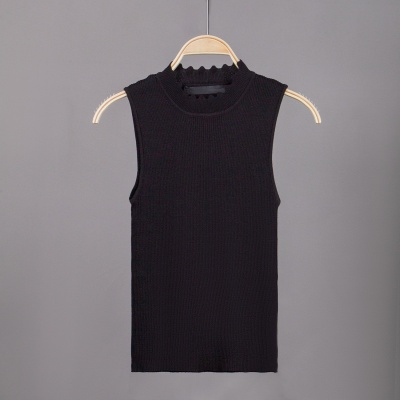 跨境爆款新款欧美时尚无袖波浪领夏季女装针织衫毛衣源头工厂