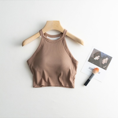 免穿文胸一体式露脐吊带内搭小背心女士带胸垫防走光打底内衣夏季
