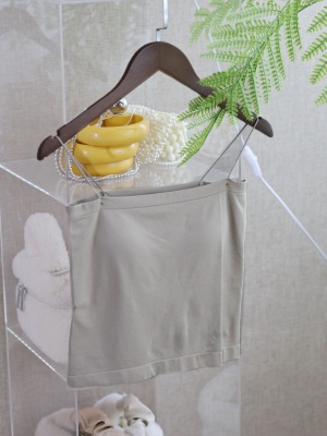 雾面凉感高弹平口一字JI细肩带吊带 凉感一体杯短款无痕美背打底