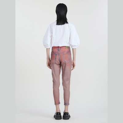 女装七分牛仔裤 全棉 双面冷转印技术 时尚潮流