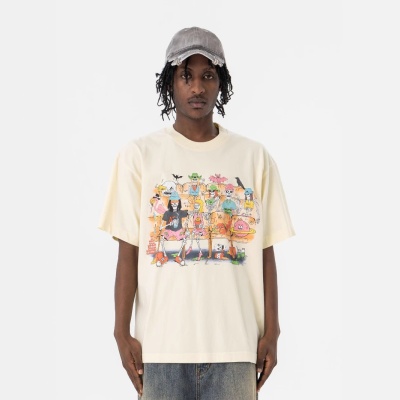 澜海男装2025春夏新品潮牌美式经典字母logo印花宽松休闲短袖T恤