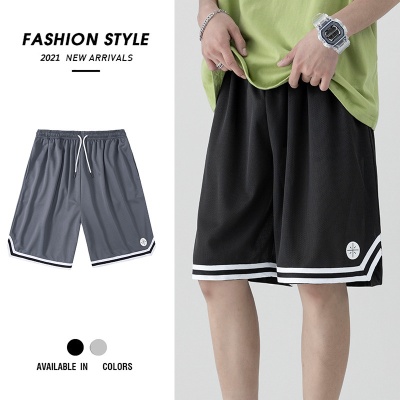 运动短裤男士宽松冰丝休闲篮球裤子夏季薄款潮流阔腿夜跑五分中裤