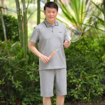 中老年人运动套装男夏季爸爸夏装时尚短袖t恤爷爷老人男士运动服