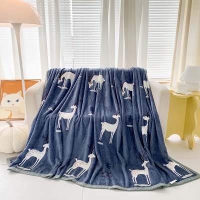 跨境外贸毛毯批发法兰绒活动礼品双面绒毯礼品公司小毛毯盖毯批发