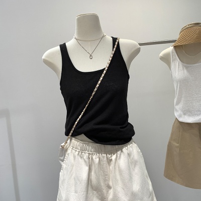 薄款雪花麻U领背心女夏季遮副乳打底内搭外穿无袖上衣ins工字吊带