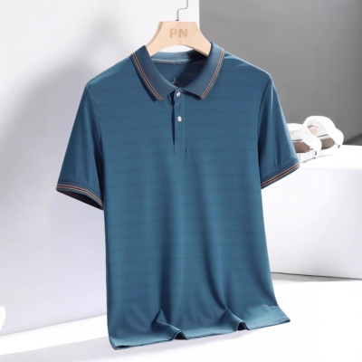 polo衫男装潮牌t恤爸爸装商务绅士冰丝降温T恤中老年休闲薄款男装