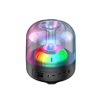 蓝牙音箱家用新款桌面无线耳机琉璃低音炮七彩音响环绕透明小