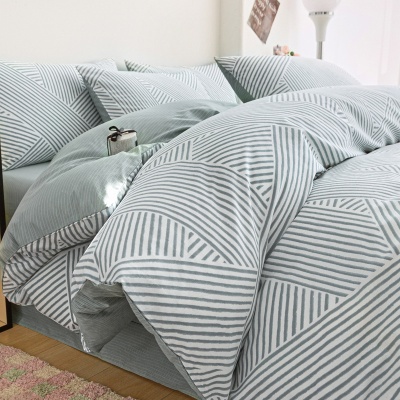 简约风新款全棉四件套100棉被套床单纯棉三件套家纺床上用品批发