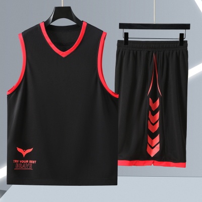 夏季加肥加大V领背心季篮球运动特大码透气速干健身跑步休闲套装