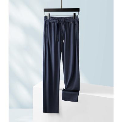 2025夏季薄款新疆棉男士丝滑凉感宽松直筒松紧腰中年男裤子