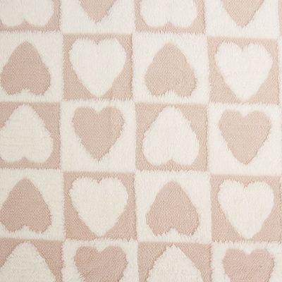 工厂现货爱心提花舒棉绒阳离子色织服装家纺家居宠物用品箱包鞋帽