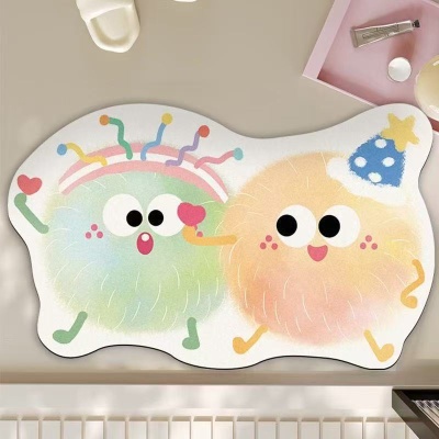 卡通浴室吸水地垫趣味卫生间门口硅藻泥防滑脚垫家用厕所速干地毯