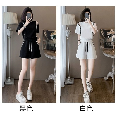 网红炸街运动休闲套装女夏季宽松显瘦时尚减龄短袖短裤两件套洋气