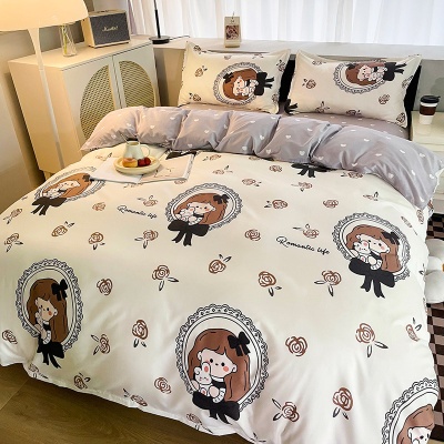 厂家批发全棉芦荟棉学生宿舍儿童卡通床上用品四季通用纯棉四件套