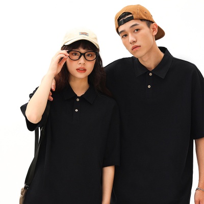 260克重重磅32支双纱纯棉潮款翻领短袖POLO衫男女街拍潮流工作服