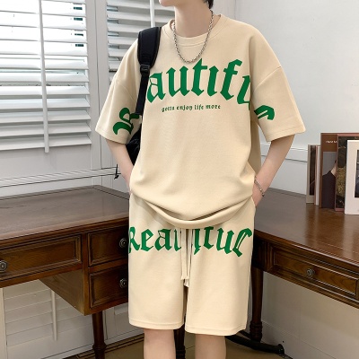 夏季薄款运动套装男士ins潮流搭配帅气校园风休闲短袖t恤夏装一套