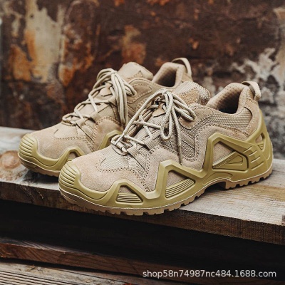 作战靴户外登山鞋旅游低帮防滑耐磨徒步厚底增高爬山鞋沙漠鞋男鞋