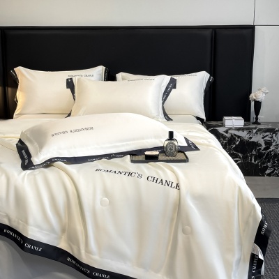 夏季轻奢水洗冰丝刺绣夏被四件套可机洗丝滑空调被床单款床上用品