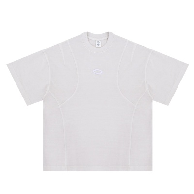 澜海男装2025春夏新品潮牌美式小logo刺绣洗水纯色百搭短袖T恤男