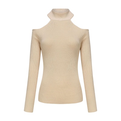 亚马逊外贸跨境高档女装长袖春秋打底露肩针织衫上衣女薄款毛衣