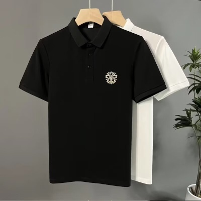 夏季新款短袖T恤五角星刺绣男士修身Polo衫透气潮流休闲商务上衣