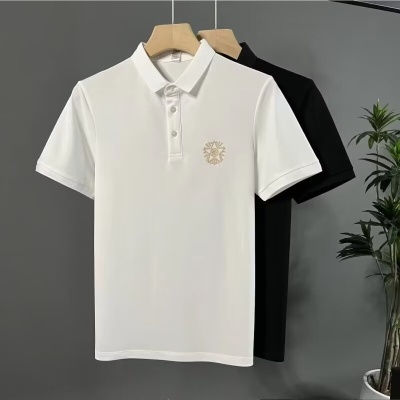 夏季新款短袖T恤五角星刺绣男士修身Polo衫透气潮流休闲商务上衣