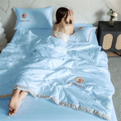 夏凉被冰丝四件套夏天空调被夏季薄款轻奢机洗三件套凉感双人宿3