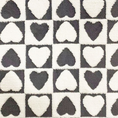 工厂现货爱心提花舒棉绒阳离子色织服装家纺家居宠物用品箱包鞋帽