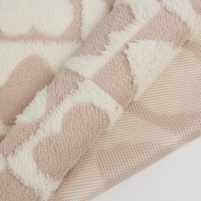 工厂现货爱心提花舒棉绒阳离子色织服装家纺家居宠物用品箱包鞋帽