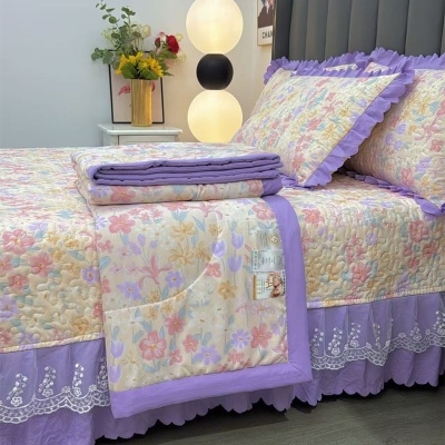 新款针织棉床盖款夏被四件套绗缝加棉亲肤空调被裸睡夏凉被批发