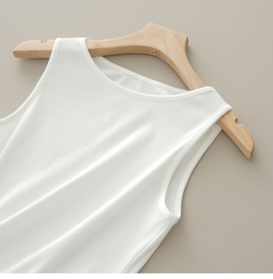 优可丝背心女士一字领螺纹上衣纯色圆领打底衫内搭外穿无袖T恤