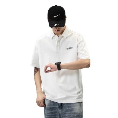 重磅白色g外贸短袖POLO衫男夏季宽松青年保罗美式设计感T跨境黑色