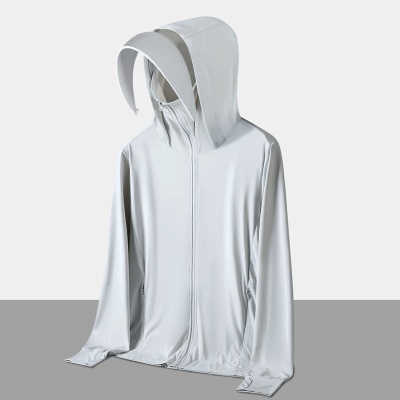 冰丝凉感防晒衣情侣可拆帽檐皮肤衣夏季户外钓鱼原纱轻薄防晒外套